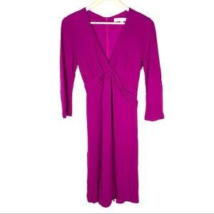 Trina Turk raspberry pink 3/4 sleeve V-neck knee length dress size 4
